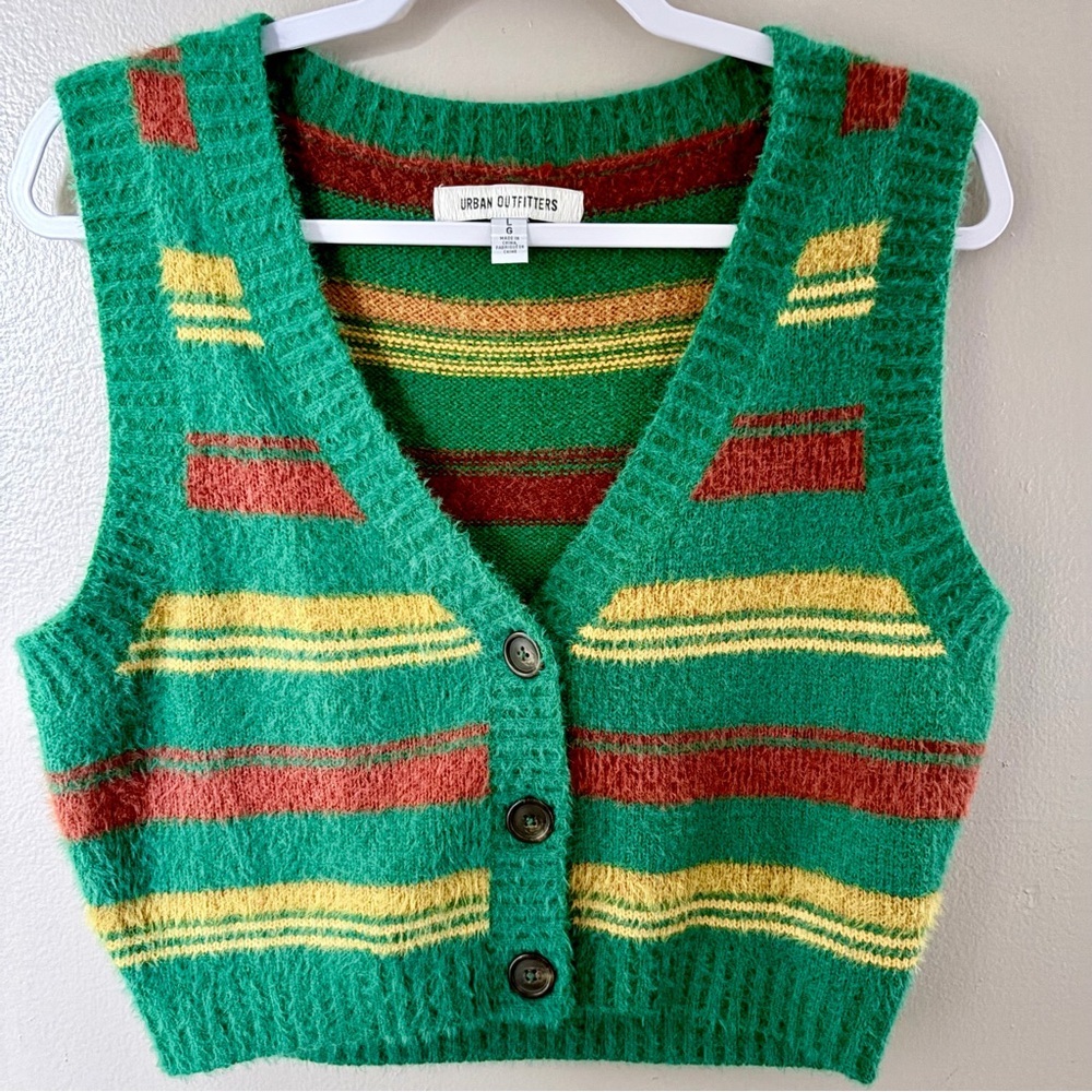 Urban Outfitters Multicolor Striped V-Neck Sweater Vest - Picture 2 of 7